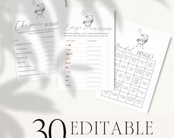 I Do BBQ Bridal Shower Games, Editable BBQ Wedding Shower Games, Printable Bachelorette BBQ Couples Shower Engagement Party Games BP11