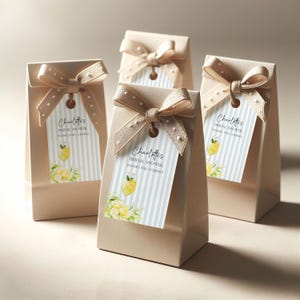 Etiqueta de regalo de despedida de soltera con limón, plantilla editable de Canva para etiqueta de regalo de despedida de soltera con Limoncello Spritz, etiqueta de agradecimiento de despedida de soltera con cítricos BP34