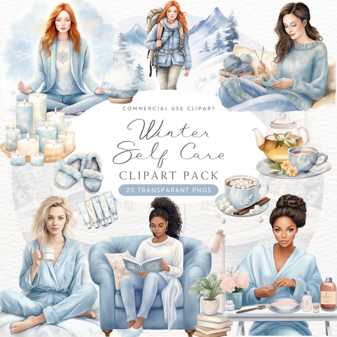 Winter Self Care Clipart Watercolor PNG, Cozy Self Love Winter Spa ...