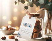 Blue Pumpkin Bridal Shower Favor Tag, Editable Autumn Fall Thank You Favor Tag Canva Template, Floral Pumpkin Bridal Shower Tags BP111