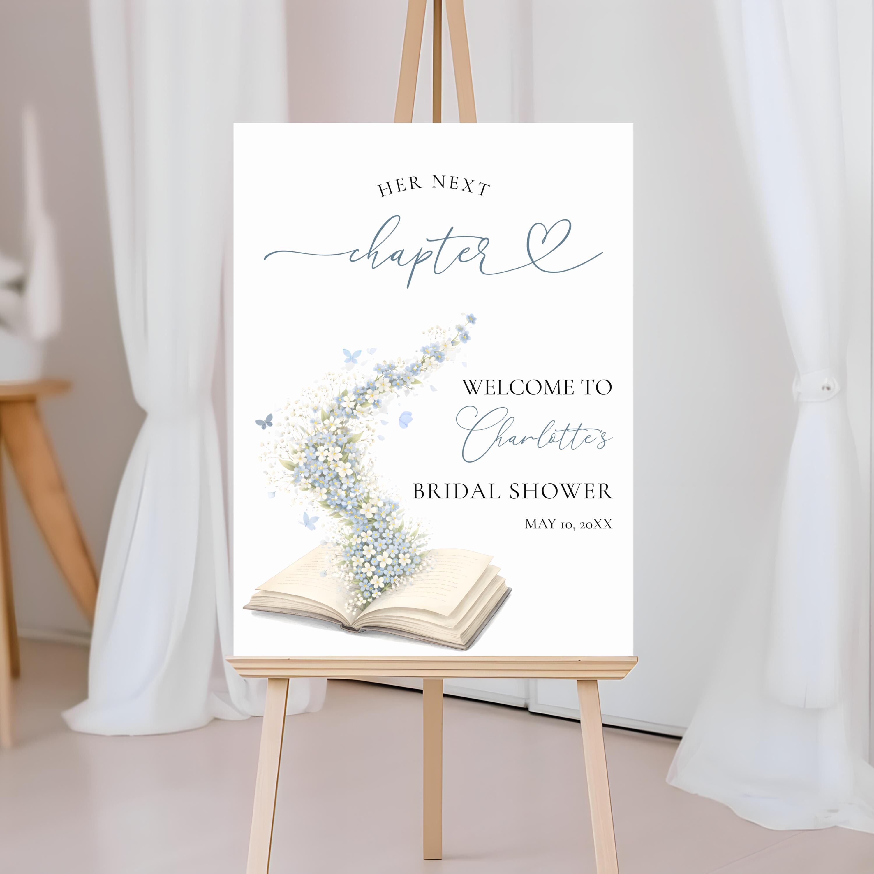 Her Next Chapter Bridal Shower Welcome Sign, Book Themed Bridal Decor ...