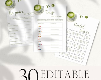 Matcha Bridal Shower Games Bundle, Editable She Found Her Perfect Matcha Bridal Shower Games, Bachelorette Matcha Party Theme Games BP20