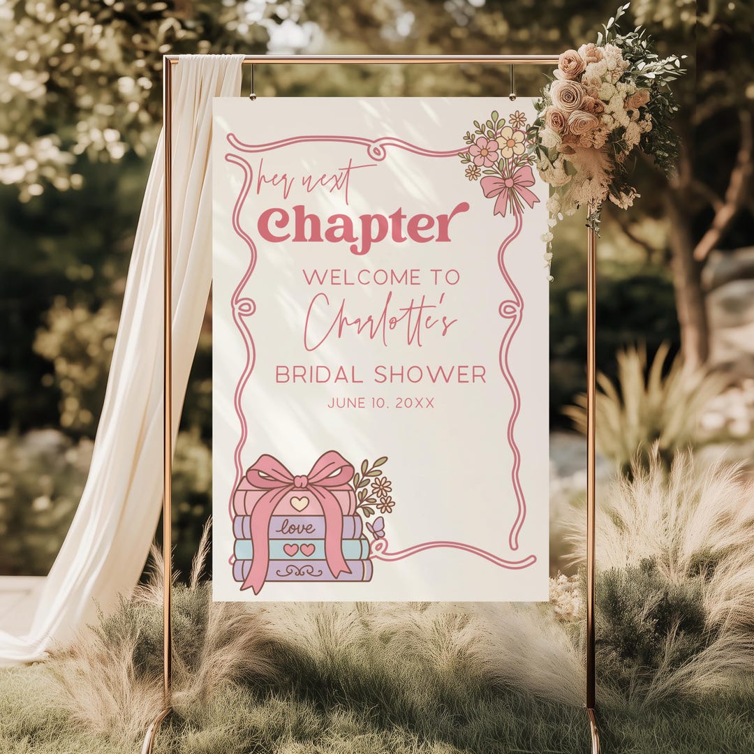 Next Chapter Bridal Shower Welcome Sign, Editable Her Next Chapter ...