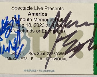 America 'hat Trick' Album Signed by Dewey Bunnell & Gerry Beckley