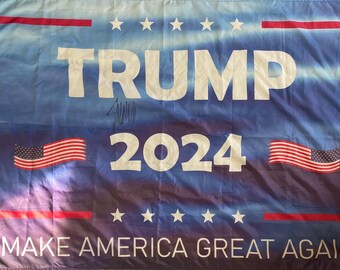 thumbnail interactive-video image 1 of 3x5 Foot Donald Trump 2024 Flag – 'MAGA Country' – Make America Great Again Banner – 3'x5' 1 of 3