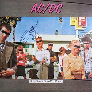 Angus Young Signed AC/DC Dirty Deeds Done Dirt Cheap Vinyl