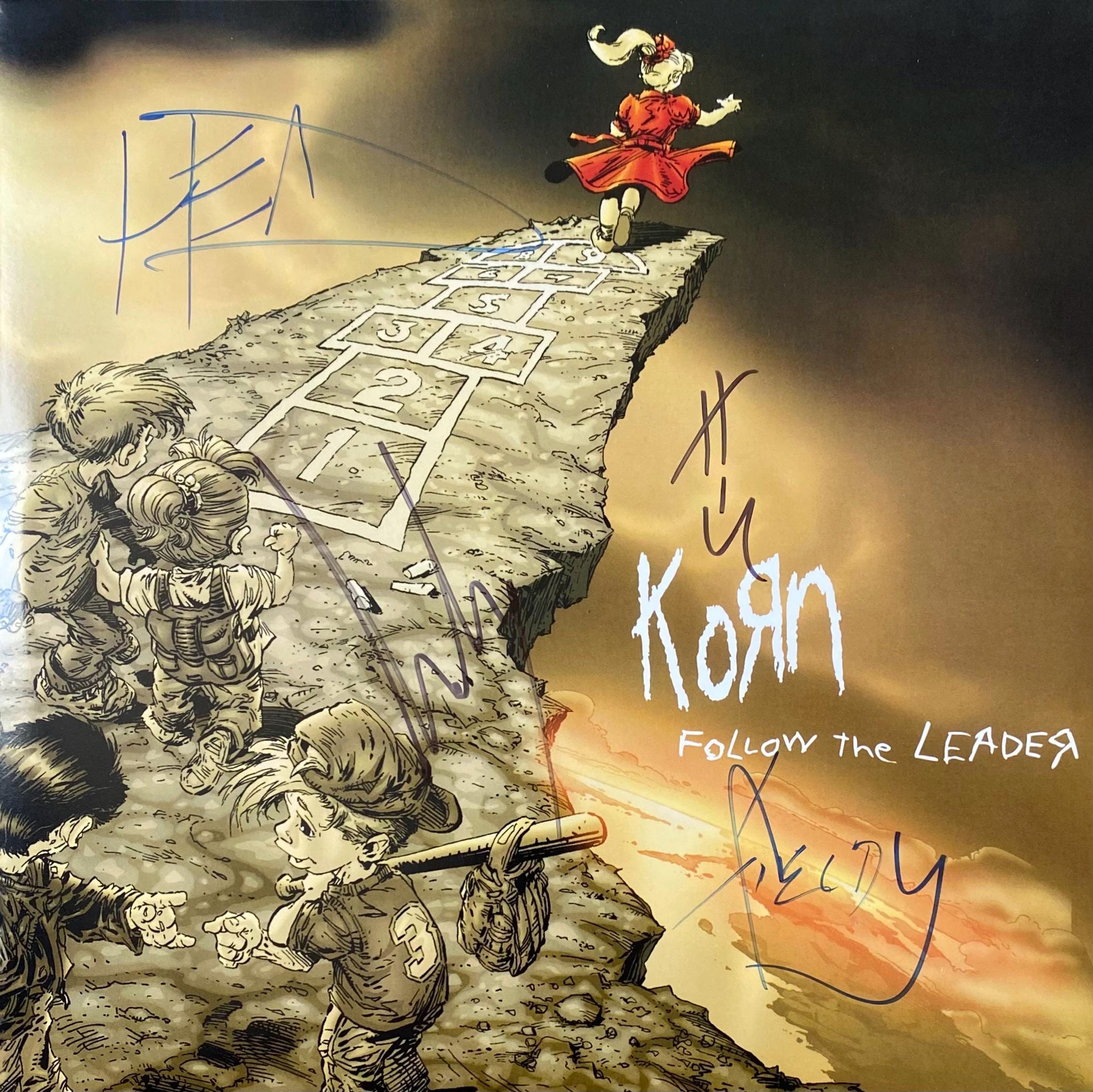 Korn Autographed Follow The Leader Vinyl - Jonathan Davis Head Fieldy Munky