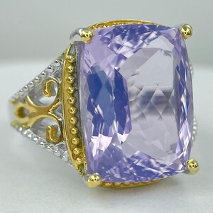 Anillo vintage de cuarzo lavanda natural con corte de cojín // Plata maciza 925 // Piedras semipreciosas // Joyería de plata fina infinita para hombres y mujeres