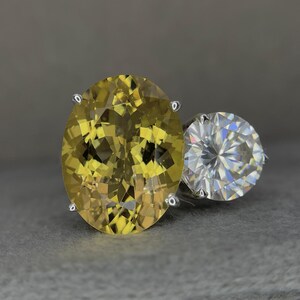 Natural Yellow Beryl Oval Gemstone Ring//9mm Moissanite Diamond Around//925 Solid Sterling Silver Ring//Beautiful Christmas Gift Jewelry