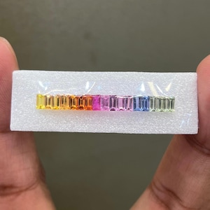 Natural Sapphires 4x2mm , Rainbow Color Baguettes , Very Good Superb Quality , Eternity Ring set , Multi sapphire for Jewelry