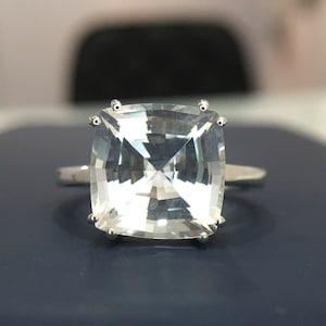 AAA+ natuurlijke witte topaasring//ring kussenvorm//925 massief sterlingzilver//bruiloft topaasring//topaassieraden voor heren dames//