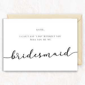 Modello di biglietto di auguri per la proposta di matrimonio della damigella d'onore "Non posso dire di no senza di te", moderno, modificabile e fai da te istantaneo
