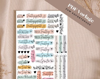 Spring PDF Template Candle Tattoo Candle Stickers / Candles Spring Feelings Finally Spring Spring Greetings from the Heart Happy Spring