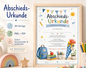 Kindergarten Farewell Certificate A4 | You're Ready for School | Kindergarten Farewell Gift | PNG PDF Print Template