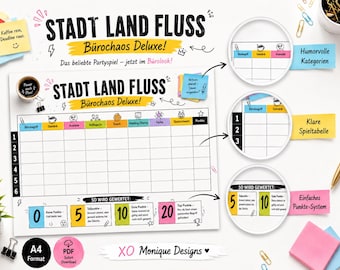 City Country River Office Edition PDF | Office Chaos Deluxe | Team Event Game for Colleagues | A4 Printable PNG Instant Download