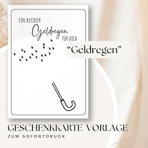 DIY Geldgeschenk Karte Vorlage – Ein kleiner Geldregen für dich – Printable Geldgeschenk Idee – Ausdrucken und Basteln
