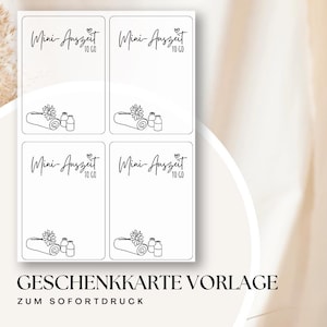 Mini-break to go Gift card template Wellness gift labels to print Print template for spa gifts Self-care
