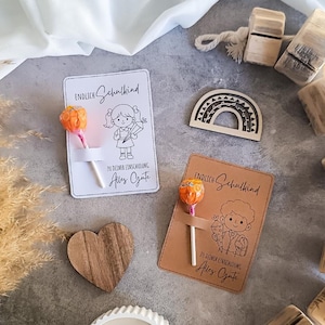 Einschulung Karte zum Ausdrucken – „Endlich Schulkind“ mit Lolli-Halter – Mädchen & Junge – PDF PNG Vorlage