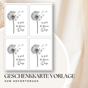 Gift card template It&#39;s the little things Printable card with dandelion mindfulness gift loving attention to print