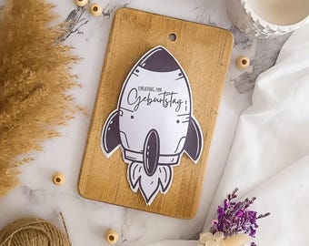 Rocket invitation for children's birthdays – PDF template for printing and crafting – Space invitation DIY instant download
