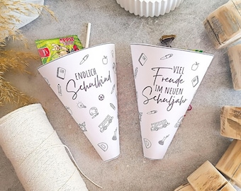 Mini school cone to print, DIY template for school enrollment, printable school cone, back-to-school gift, school cone craft PDF
