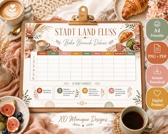City Country River Brunch PDF | Boho Brunch Deluxe | Girls' Night Out Printable Game | A4 PNG Instant Download