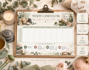 City Country River Self-Care PDF | Wellness Game for Girls' Night In | Spa Edition A4 Printable PNG | Instant Download