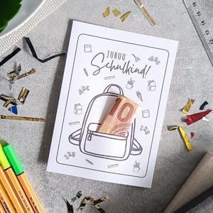 Modèle de cadeau en espèces pour l'inscription scolaire – Yay écolier imprimable | Carte PDF et PNG à imprimer | Cadeau d'inscription scolaire DIY