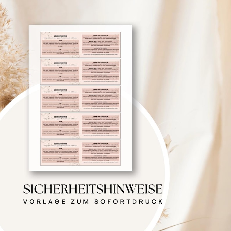 Druckbare Sicherheits­hinweise Karten mit mehreren Karten pro Seite für DIY Shops