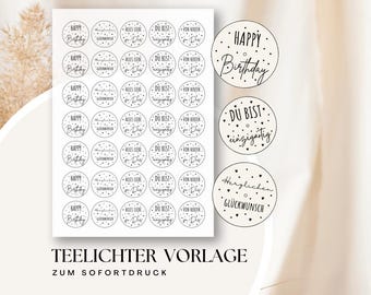Birthday tealight template | Happy Birthday Printable | Congratulations | Tealight toppers for printing