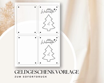 Modello di regalo di Natale in contanti da stampare | Biglietto di Natale | Idea regalo in contanti fai da te stampabile | Biglietto di Natale con download immediato