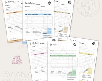 Digital download, order form, invoice, receipt, DIN A5 or A4 format, pad for customer orders, color, small business, network