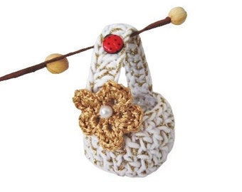 Crochet mini egg basket, Easter Baskets white gold , Crochet easter egg cup