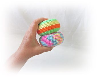 Pastel Crochet Hacky Sack, Set of 2 Cotton Juggling Ball, Kids & Adults Game