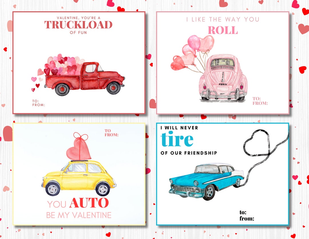 Printable Car Valentine's Day Cards - Etsy