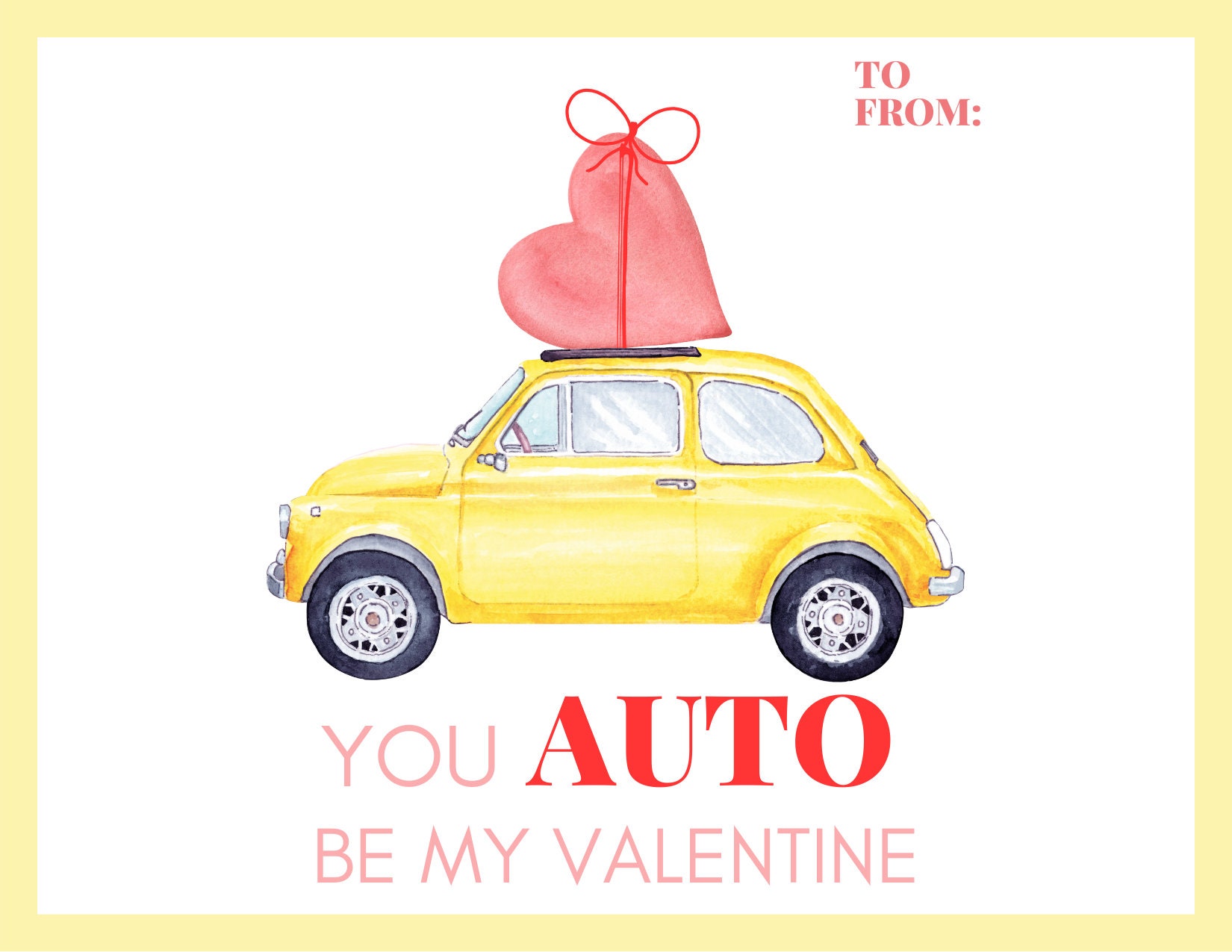 Printable Car Valentine's Day Cards - Etsy