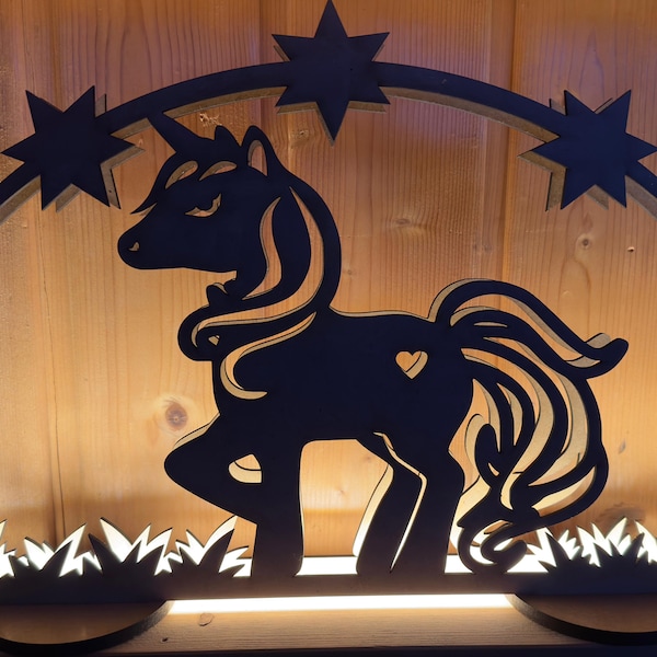 Einhorn Lichterbogen Unicorn Lampe Deko Tischdeko Fensterdeko LED my Little Pony filly pferdchen