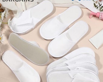 White Towelling Hotel Slippers with Closed Toe Terry Type Spa Slippers Guest Slippers Disposable