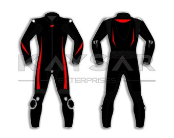 Get Your Own Logos On Suit - Customisable handmade Motorbike Leather Racing Suit - Motorbike Leather Suit for Men / Women. Red Black suit