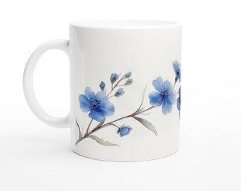 White 3 dl Ceramic Mug with painting of summer flowers