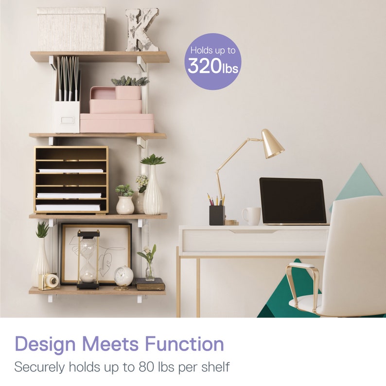 Minimalistic Metal Floating Shelf Brackets, Fully Adjustable 8inch