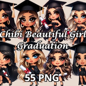 Chibi mooi meisje afstuderen, 55 PNG, afstuderen Png, diploma clipart, College clipart, afstuderen clipart, Chibi stijl vrouw clipart