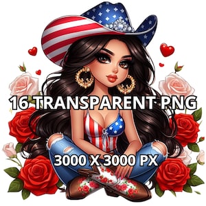Chibi Vaquera Día de la Independencia Png, 16 Png, 4 de julio Png, Chica Occidental Png, Vaquera Png, Chica de Campo Png, Vaquera Clipart, Chibi Chica Png