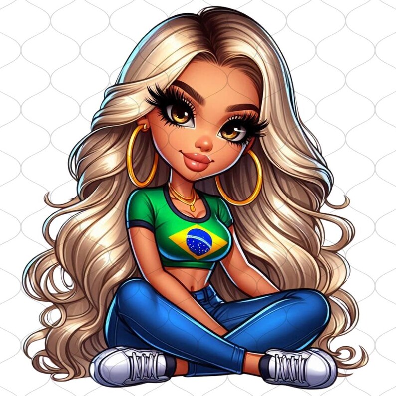 20 Gorgeous Chibi Brazilian Blonde Girl Png, Brazil Clipart, Chibi Girl ...