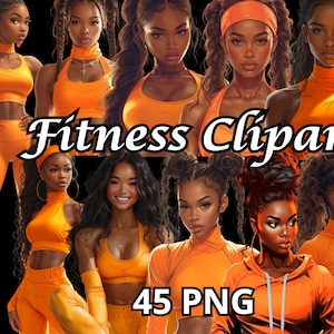 Fitness Girl Clipart, 45 PNG, Fashion Girl Clipart, Black Girl Clipart, Gym Clipart, Black Women Clipart, Black Girl Magic Png, Fitness Png