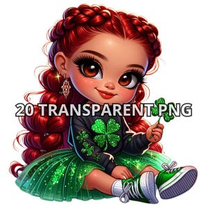 20, rue Chibi Cute Bébé fille de la Saint-Patrick Png, fille Chibi Png, poupées Chibi Png, trèfle Png, clipart fille Chibi, jour de chance Png, fille chanceuse Png
