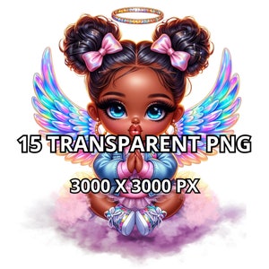 Chibi lindo negro niña ángel png, 15 png, niña negra clipart, niña negra, niña chibi png, muñecas chibi png, niña chibi clipart