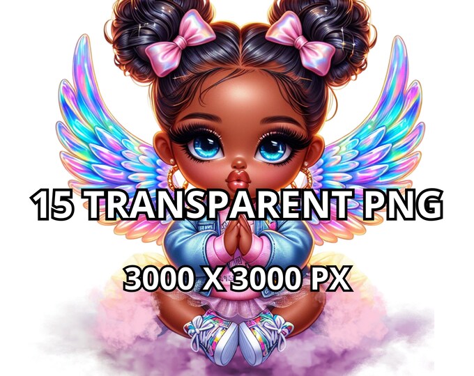 Chibi Cute Black Baby Girl Angel Png, 15 Png, Black Girl Clipart ...