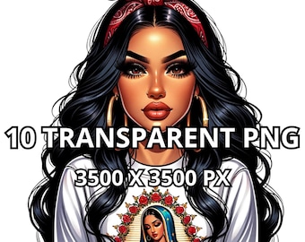 10 Latina Png, Hoodie Virgin Mary, Beautiful Chicana Woman, Latina Woman Png, Chicana Clipart, Latina Girl Png, Latina Png, Hispanic Clipart