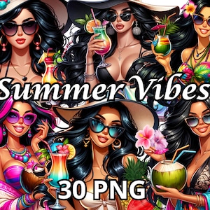 Clipart Summer Vibes, 30 PNG, Clipart per ragazze estive, Clipart per ragazze da spiaggia, Clipart estivo, Glam Girl Png, Clipart da spiaggia, Clipart per ragazze estive